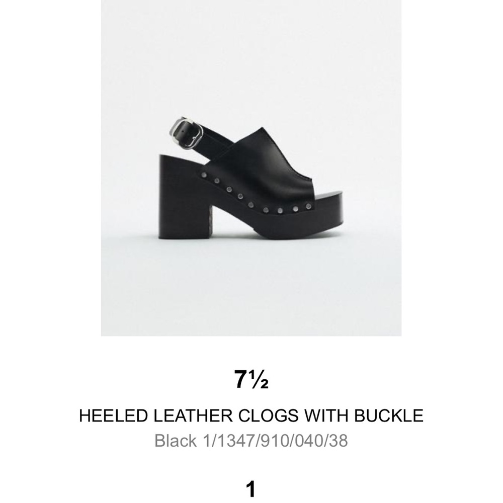 Zara Black Leather Chunky Mules